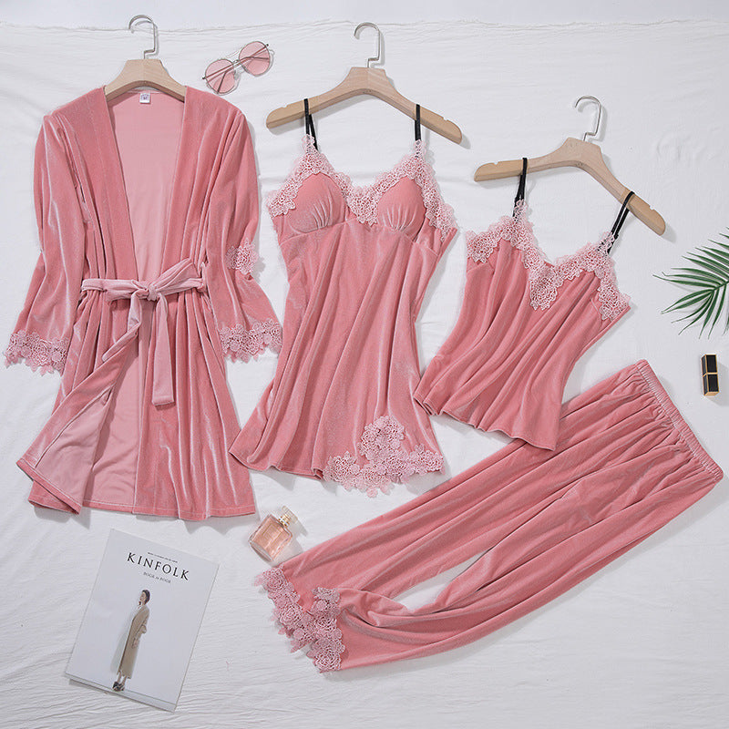Sexy gold velvet pajamas