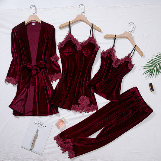 Sexy gold velvet pajamas