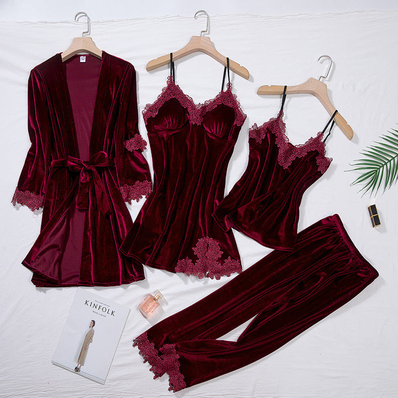 Sexy gold velvet pajamas