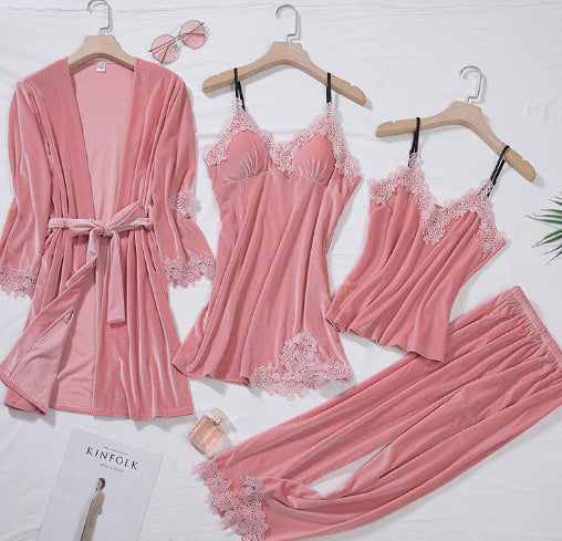 Sexy gold velvet pajamas